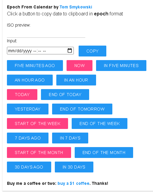 How I wrote “Epoch From Calendar” tool