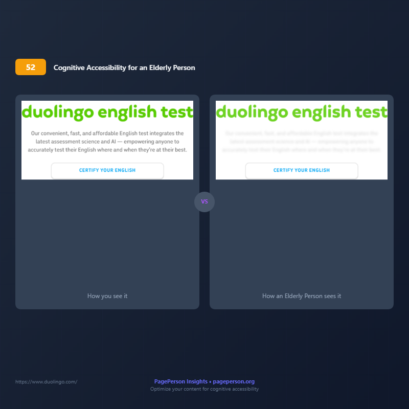 Duolingo section comparison for elderly users