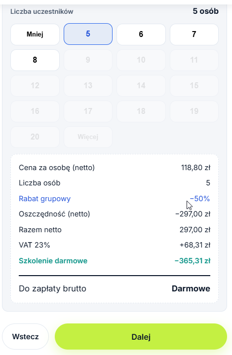 Figure 10: Price calculation breakdown