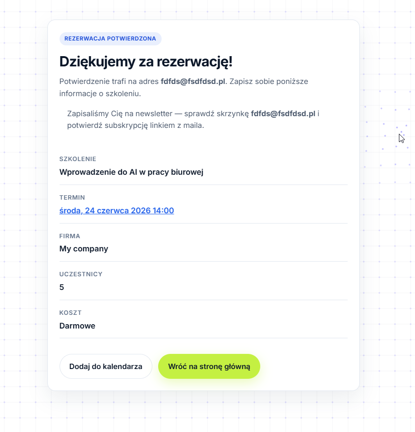 Figure 16: Booking confirmation