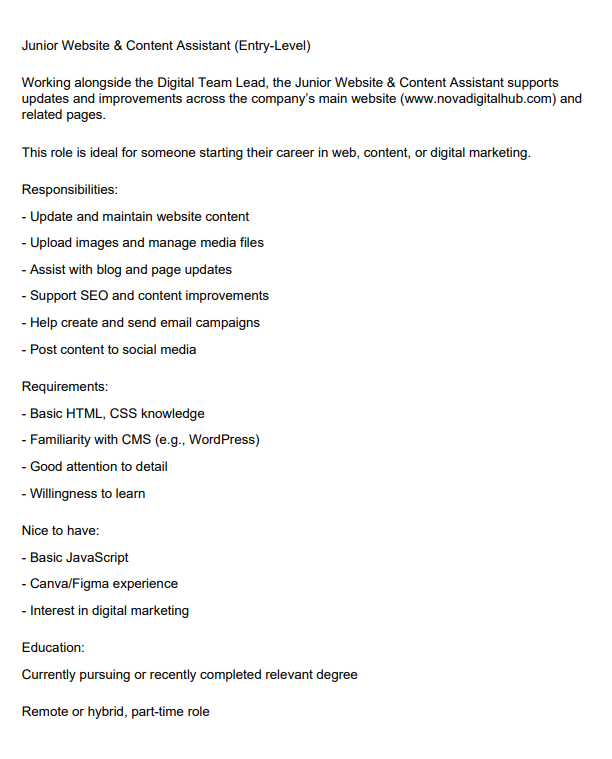 Job posting with key requirements highlighted