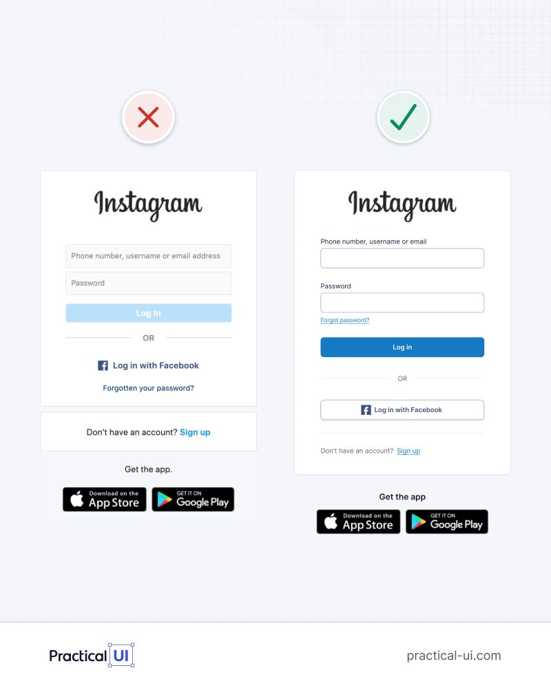 Figure 1: Comparison of Instagram login page and Adham's improvements