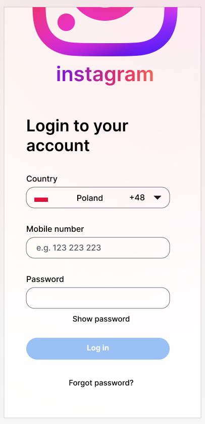 Figure 17: Redesigned login page