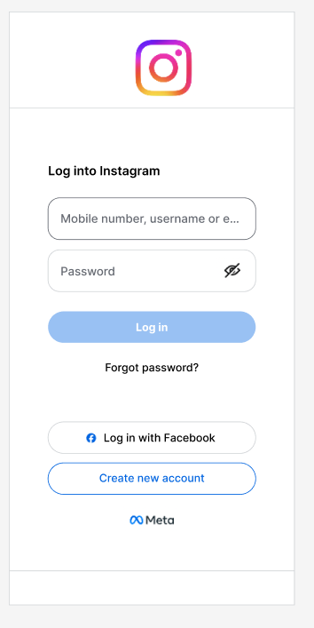 Figure 2: Current Instagram login page